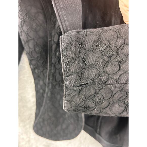 Upcycled Black Denim Jacket w/ Real Fox Fur Stole Collar – Size 8 - Picture 10 of 14